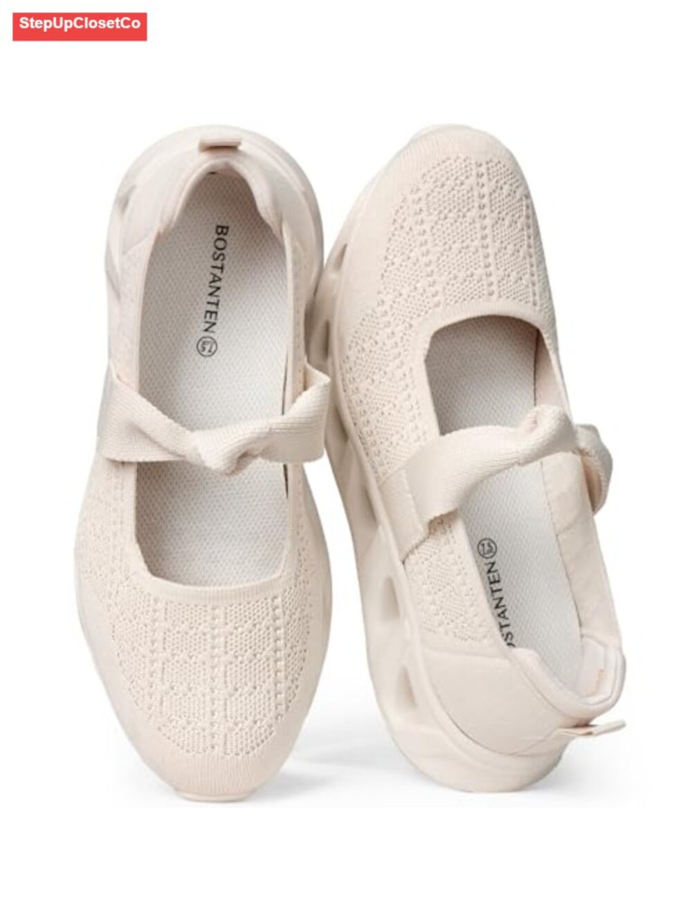 Lightweight Breathable Mary Jane Sneakers - Slip On with Cushioned Sole - Wide